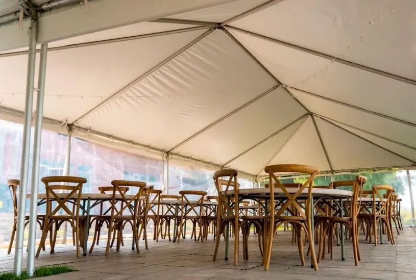 frame tent setup for banquet