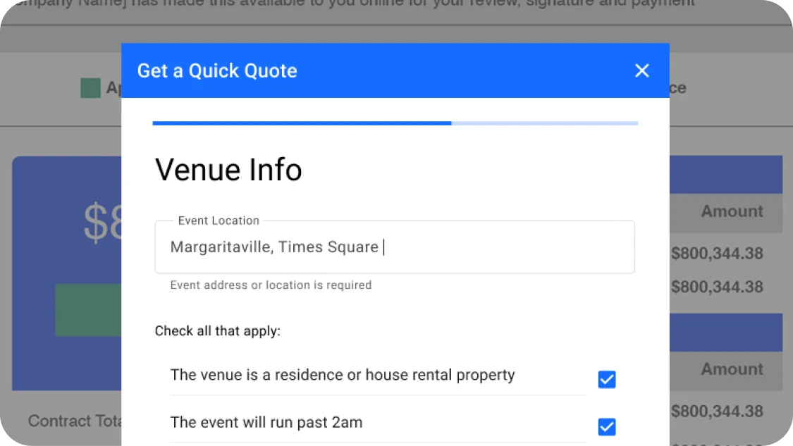 Client insurance questionnaire interface 