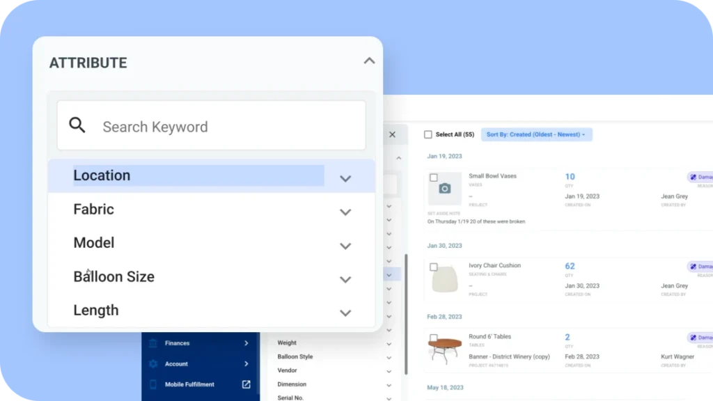 Filter set asides by item attributes like size, color, and custom fields in Goodshuffle Pro